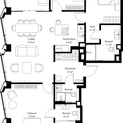 Планировка 4-комнатной квартиры 132.6 м² в ЖК SYMPHONY 34 (Симфони 34)