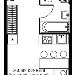 Планировка Студи-комнатной квартиры 27.27 м² в ЖК Инноватор