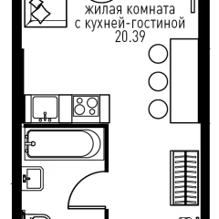 Планировка Студи-комнатной квартиры 27.92 м² в ЖК Инноватор