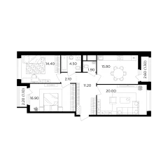 3 комн. кв., 89.2 м<sup>2</sup>, 10 этаж
