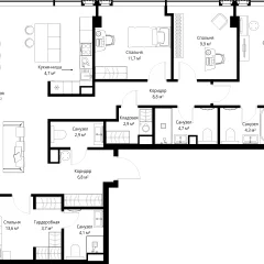 Планировка 4-комнатной квартиры 145.2 м² в ЖК SLAVA (Слава)