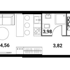 Планировка Студи-комнатной квартиры 22.36 м² в ЖК Инноватор