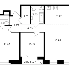 3 комн. кв., 89.12 м<sup>2</sup>, 11 этаж