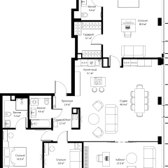 Планировка 4-комнатной квартиры 153.2 м² в ЖК SYMPHONY 34 (Симфони 34)
