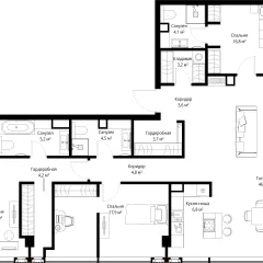 Планировка 3-комнатной квартиры 145.4 м² в ЖК SLAVA (Слава)