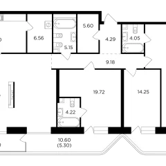 Планировка 4-комнатной квартиры 180.07 м² в ЖК «Джойс»