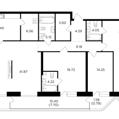 Планировка 4-комнатной квартиры 181.36 м² в ЖК «Квартал Foriver»
