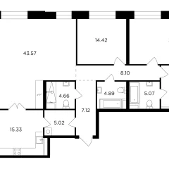 Планировка 4-комнатной квартиры 157.66 м² в ЖК «Квартал Foriver»