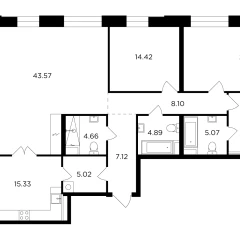 Планировка 4-комнатной квартиры 157.66 м² в ЖК «Джойс»