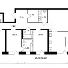 Планировка 5-комнатной квартиры 185.2 м² в ЖК «Квартал Foriver»