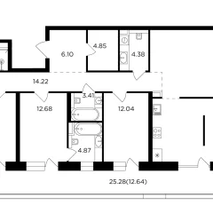 Планировка 5-комнатной квартиры 185.2 м² в ЖК «Квартал Foriver»