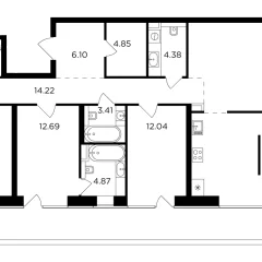 Планировка 5-комнатной квартиры 173.15 м² в ЖК «Квартал Foriver»