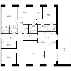 Планировка 5-комнатной квартиры 209.93 м² в ЖК Кло 17