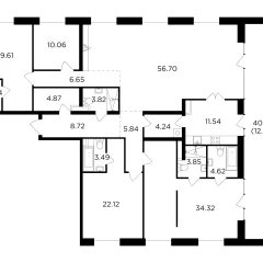 Планировка 5-комнатной квартиры 216.31 м² в ЖК Кло 17