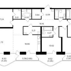 Планировка 5-комнатной квартиры 182.49 м² в ЖК «Квартал Foriver»