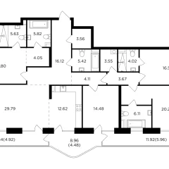 Планировка 5-комнатной квартиры 204.35 м² в ЖК Кло 17