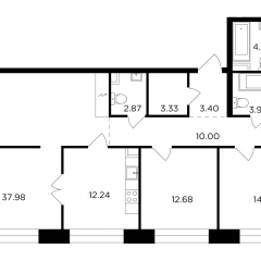 Планировка 4-комнатной квартиры 143.44 м² в ЖК «Квартал Foriver»