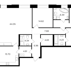 Планировка 4-комнатной квартиры 158.81 м² в ЖК «Квартал Foriver»