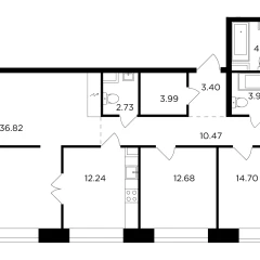 Планировка 4-комнатной квартиры 143.27 м² в ЖК «Квартал Foriver»