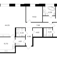 Планировка 4-комнатной квартиры 158.78 м² в ЖК «Джойс»