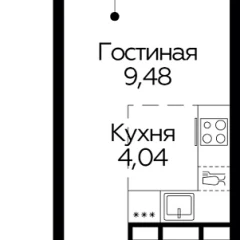 Студия, 24.3 м<sup>2</sup>, 13/22 этаж