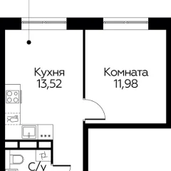 1 комн. кв., 36.28 м<sup>2</sup>, 19/22 этаж