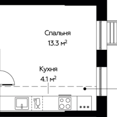 Студия, 24.5 м<sup>2</sup>, 3/23 этаж