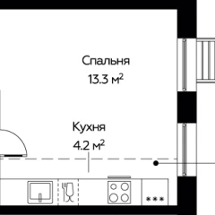 Студия, 24.6 м<sup>2</sup>, 14/23 этаж