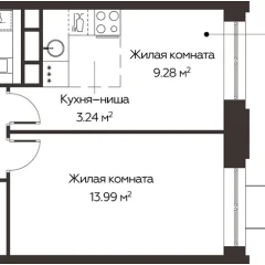 2 комн. кв., 38.25 м<sup>2</sup>, 4/17 этаж
