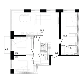 Планировка 3-комн. кв.