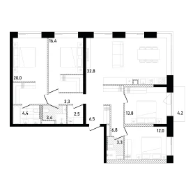 Планировка 4-комн. кв.