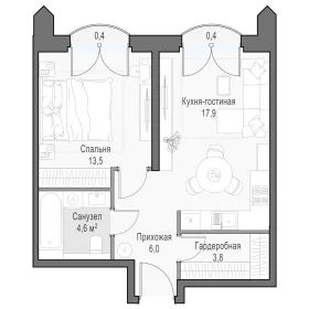 Планировка 1XL-комн. кв.