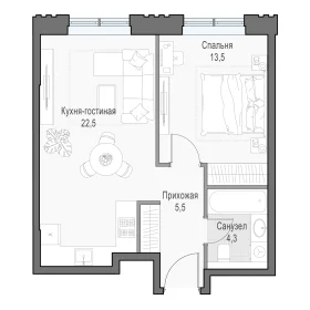 Планировка 1L-комн. кв.