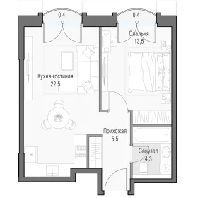 Планировка 1L-комн. кв.