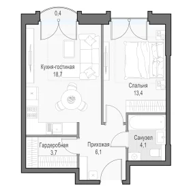 Планировка 1L-комн. кв.