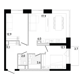 Планировка 2-комн. кв.