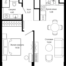 Планировка 1-комн. кв.