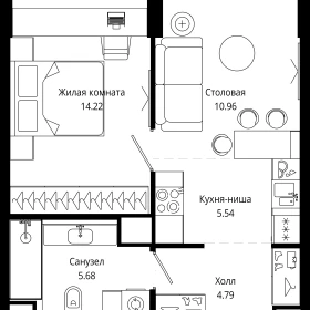 Планировка 1-комн. кв.
