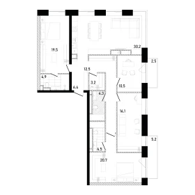 Планировка 3-комн. кв.