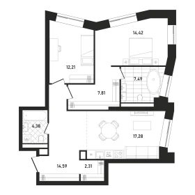 Планировка 3-комн. кв.