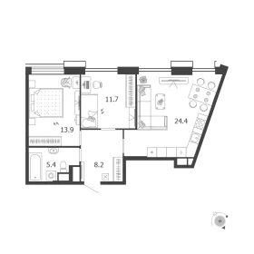 Планировка 2-комн. кв.