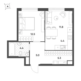 Планировка 2-комн. кв.
