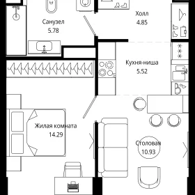 Планировка 1-комн. кв.