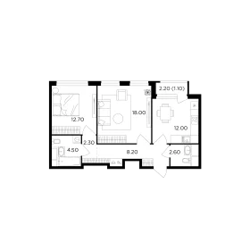 Планировка 2-комн. кв.