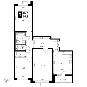 Планировка 3-комн. кв.