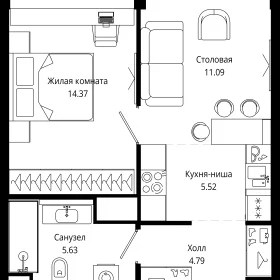Планировка 1-комн. кв.
