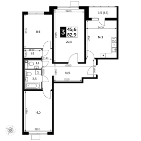 Планировка 3-комн. кв.