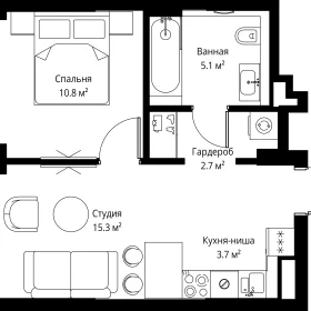 Планировка 1-комн. кв.