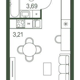 Планировка studi-комн. кв.