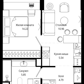 Планировка 1-комн. кв.